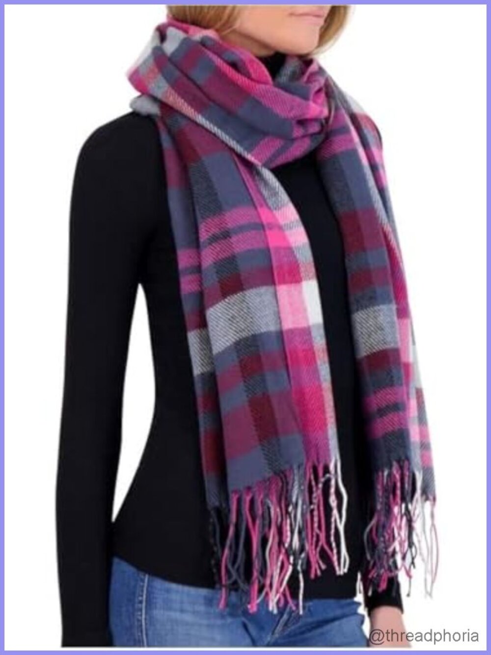 Women's Long Oversized Plaid Winter Scarf Wrap Shawl Soft Acrylic
